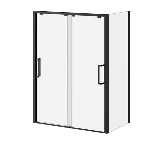 Kalia IKONIK 60" x 79" Bypass Sliding Shower Door With 36" Return Panel Duraclean Glass Corner Installation One Mobile Panel With Jambs Matte Black