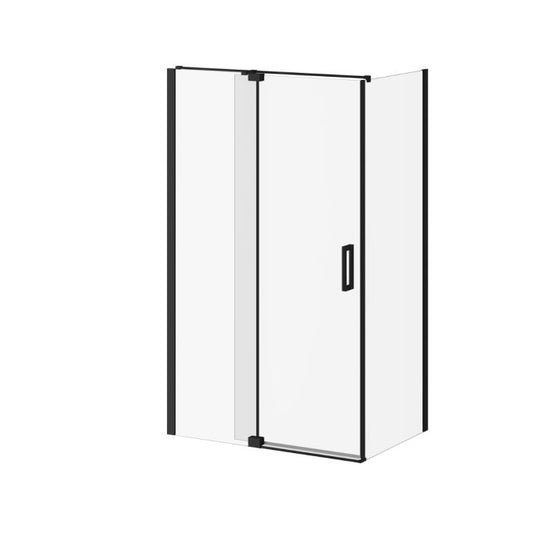 Kalia DISTINK 48" x 77" Pivot Shower Door With 32" Return Panel Clear Glass - Matte Black