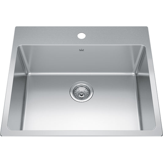Kindred Brookmore 25" x 22" Single Hole Single Bowl Drop-in Kitchen Sink Stainless Steel