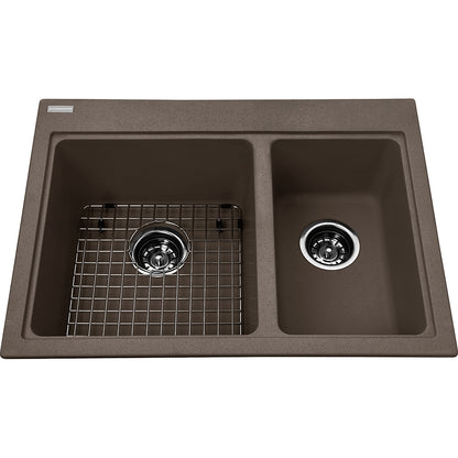 Kindred Mythos 27.75" x 20.5" Double Bowl Drop-in Kitchen Sink Granite Storm