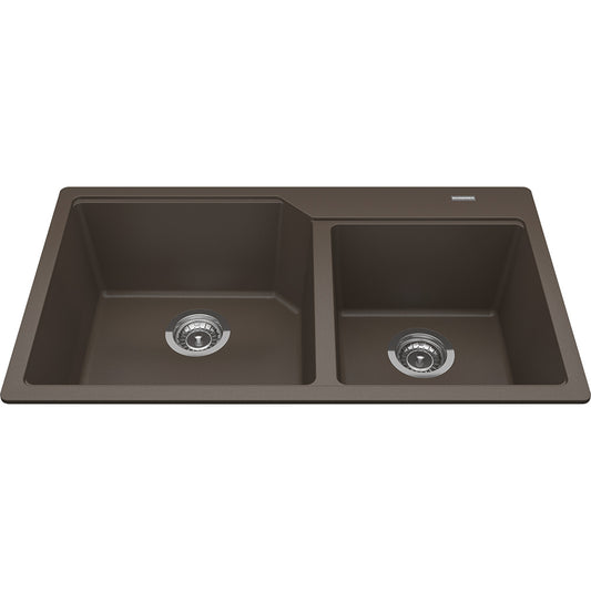 Kindred Granite 34" x 19.68" Drop-in Double Bowl Kitchen Sink Storm