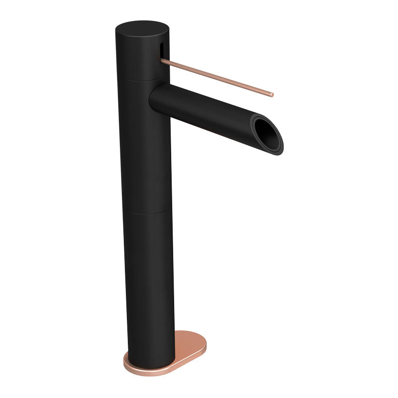 Rubi Kronos 11.25" Vessel Single Lever Bathroom Sink Faucet With Drain- Matte Black and Copper