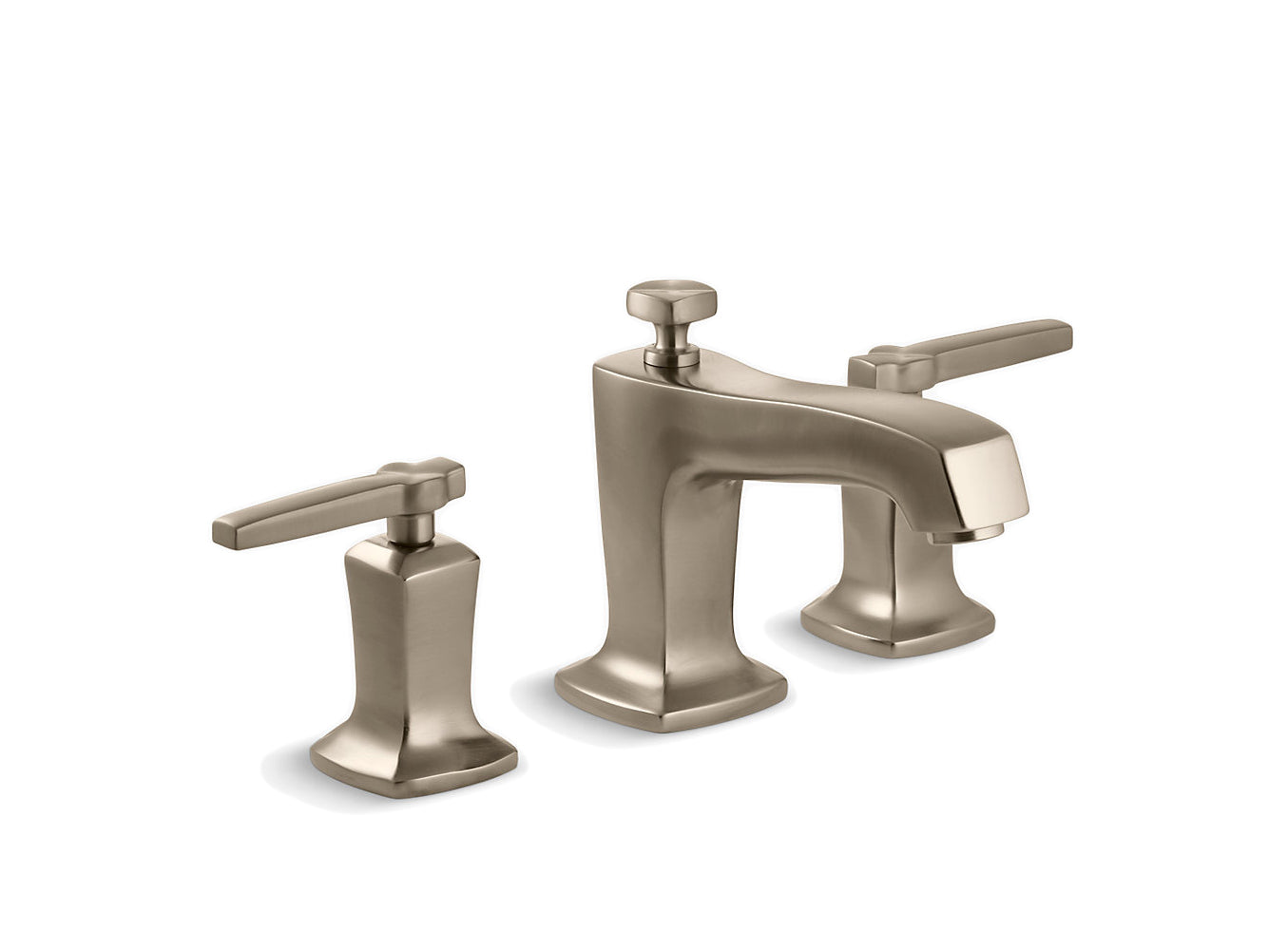 Robinet de lavabo de salle de bains espacé Margaux de Kohler avec poignées à levier, bronze brossé éclatant