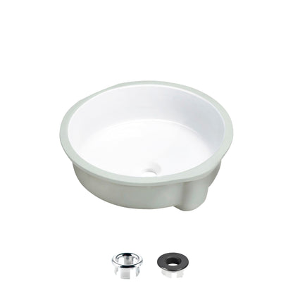 Stylish Natty 16" x 16" Round Undermount Ceramic Bathroom Sink with 2 Overflow Finishes P-207 - Renoz