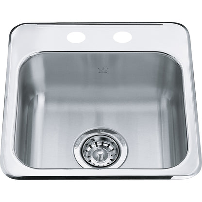Kindred 15.13" x 15.44" Drop-in 2-hole Single Bowl Bar/prep Sink Stainless Steel