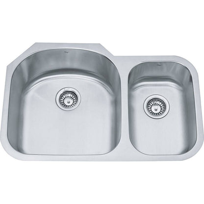 Kindred Reginox 31.13" x 20.25" Double Bowl Undermount 18 Gauge Stainless Steel Kitchen Sink