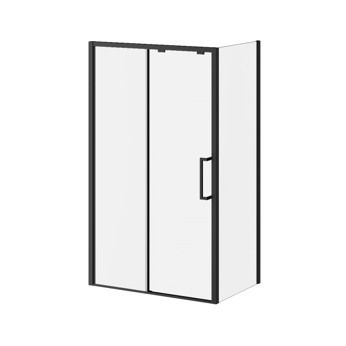Kalia IKONIK 48" x 79" Sliding Shower Door With 32" Return Panel Clear Glass- Matte Black