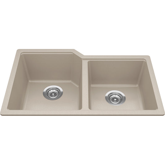 Kindred Granite Series 30.69" x 19.69" Undermount Double Bowl Granite Kitchen Sink in Champagne