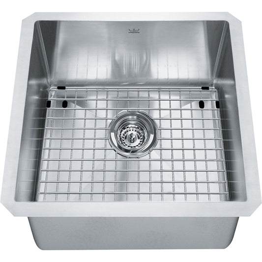 Kindred Designer 17" x 17" Stainless Steel 18 Gauge 1-Bowl Undermount Kitchen Sink With Bottom Grid