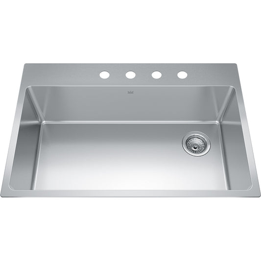 Kindred Brookmore 32.87" x 22" Drop in 4-Hole Stainless Steel Kitchen Sink with Offset Drain