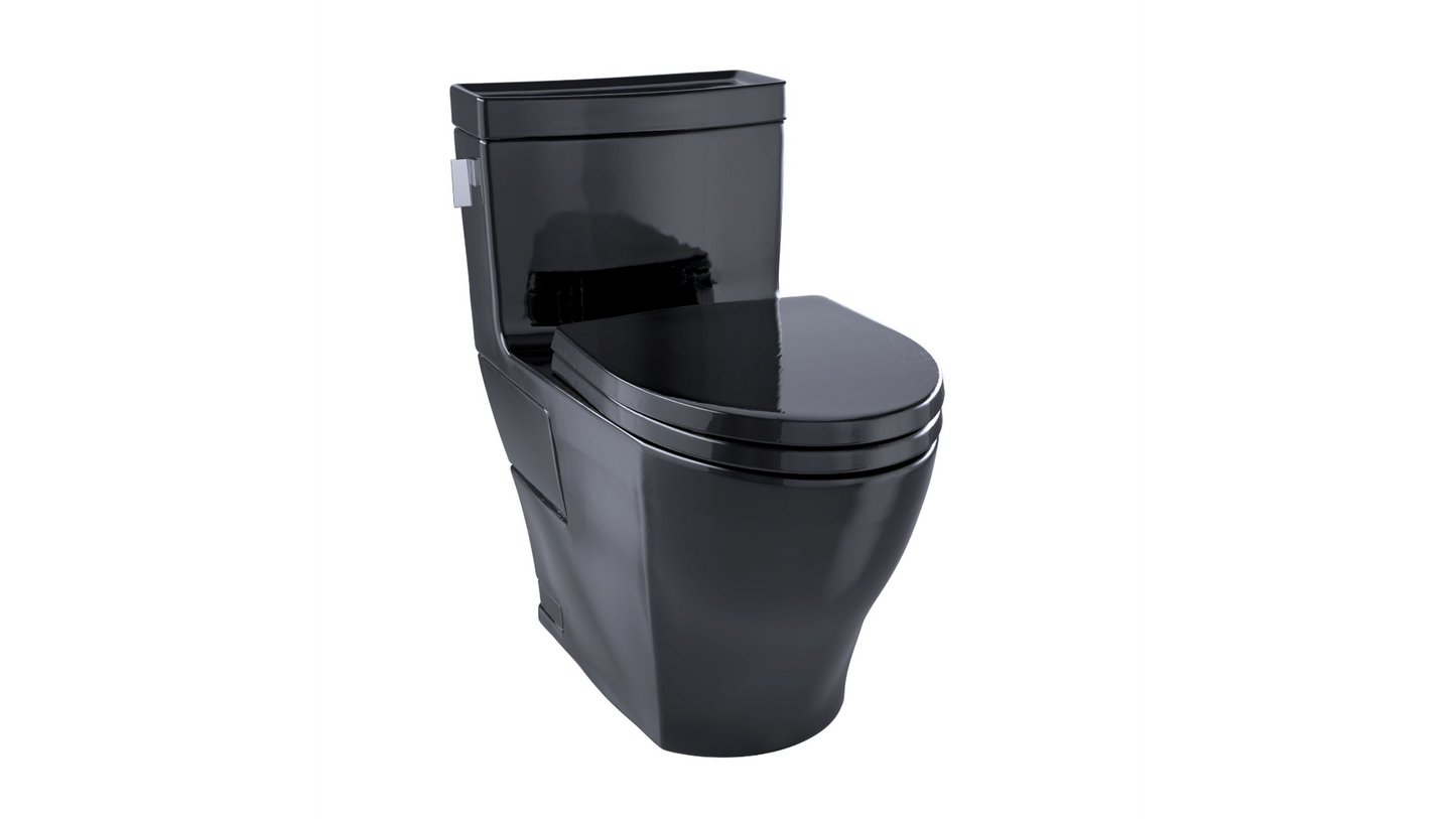 Toto Legato One Piece Toilet, 1.28gpf, Elongated Bowl Washlet+ Connection Ebony 17-1/8" Seat Height Black