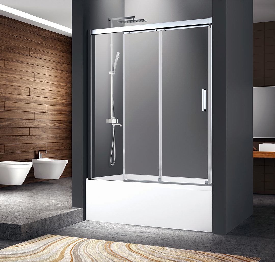 Zitta Caldara 60" Bathtub Chrome Clear Straight Shower Door