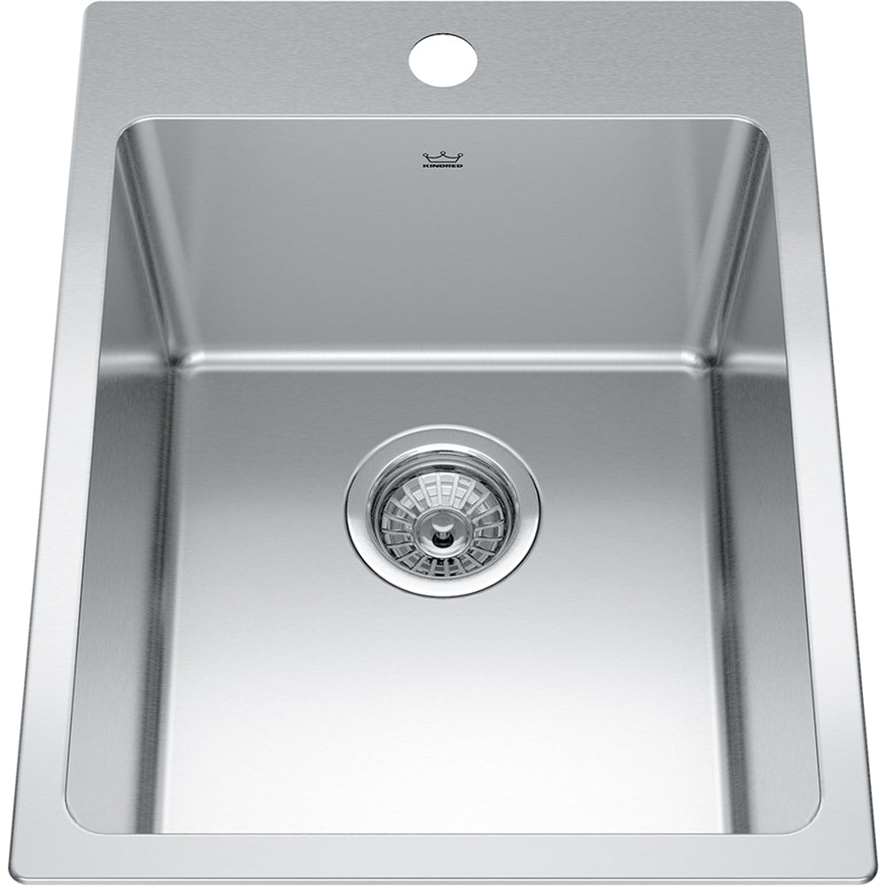 Kindred Brookmore 15.92" x 20.86" Single Hole Single Bowl Drop in Kitchen Sink Stainless Steel