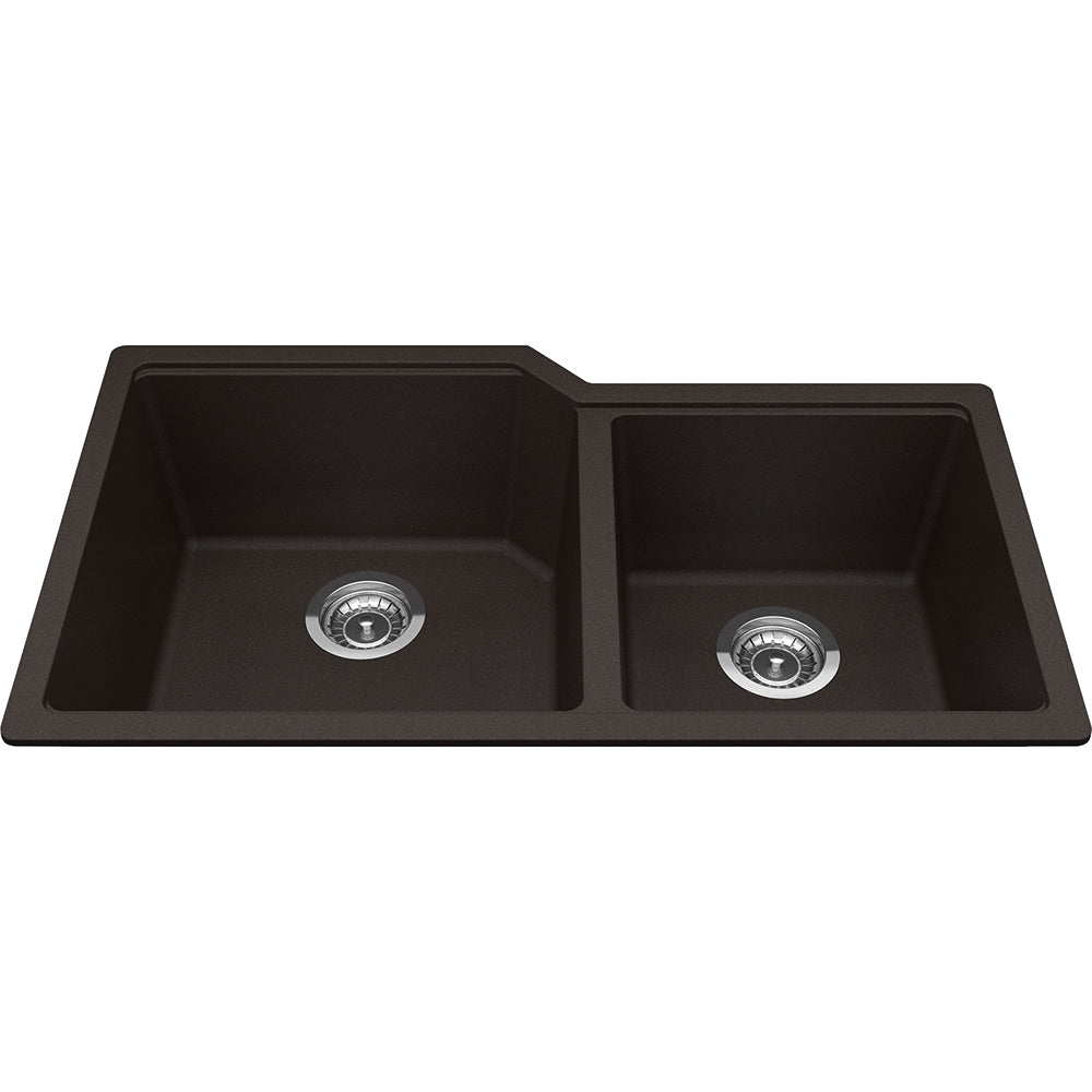 Kindred Granite 34" x 19.68" Undermount Double Bowl Kitchen Sink Mocha