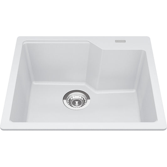 Kindred Granite Series 22" x 19.68" Drop-In Single Bowl Granite Kitchen Sink in Polar White