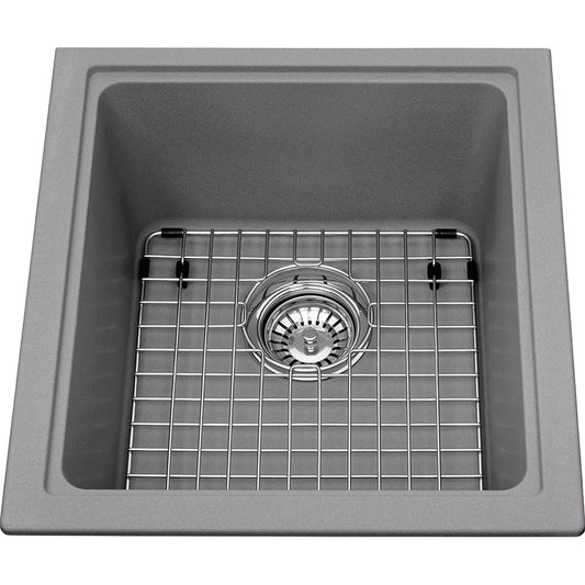 Kindred Sanitized Granite 16.75" x 18.12" Single Bowl Undermount Kitchen Sink Stone Grey