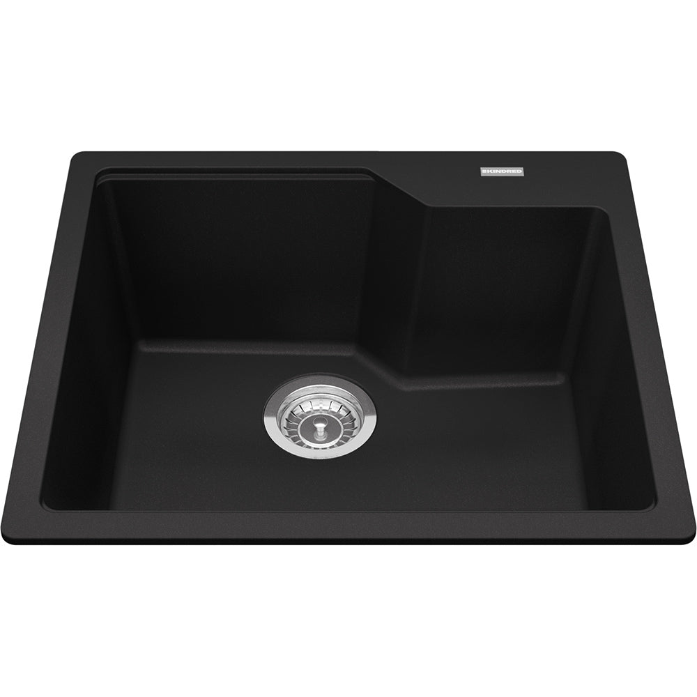 Kindred Granite Series 22" x 19.68" Drop In Single Bowl Granite Kitchen Sink in Matte Black