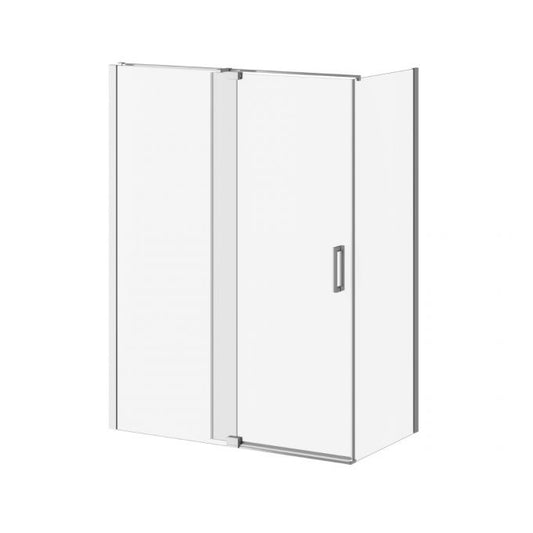 Kalia DISTINK 60" x 77" Pivot Shower Door With 32" Return Panel Clear Glass - Chrome