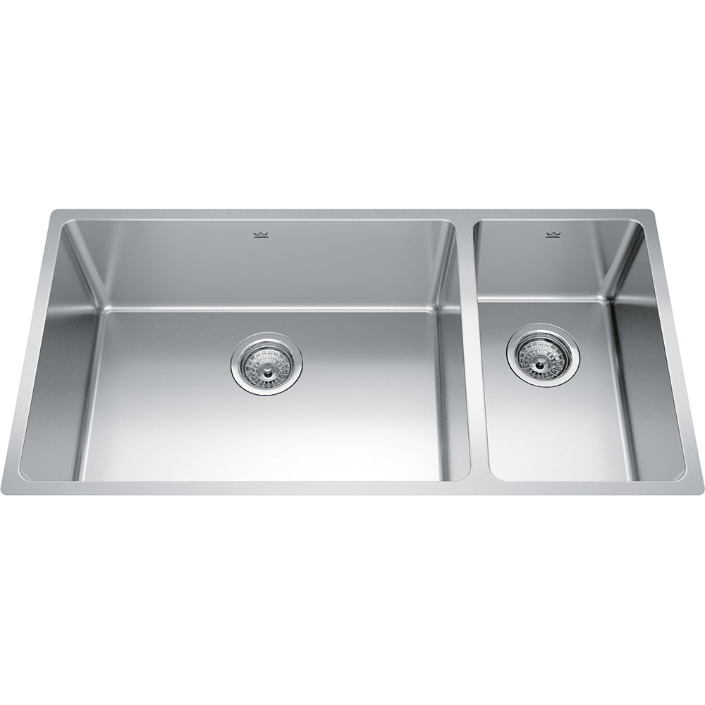 Kindred Brookmore 35.56" x 18.12" Undermount Double Bowl 18 Gauge Stainless Steel Kitchen Sink