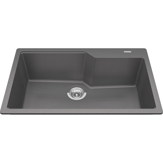 Kindred Granite 30.68" x 19.68" Drop-in Single Bowl Kitchen Sink Shadow Grey