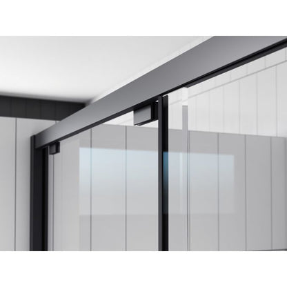 Kalia IKONIK 48" x 79" Sliding Shower Door With 32" Return Panel Clear Glass- Matte Black