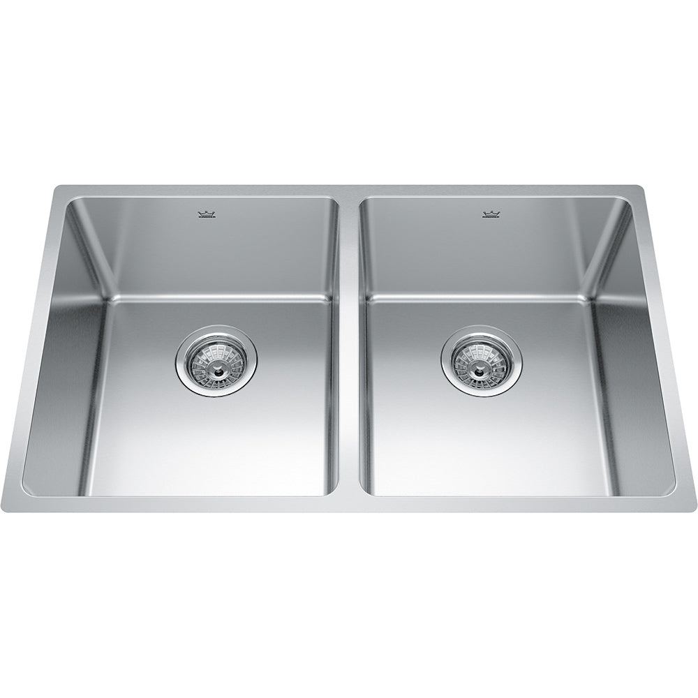 Kindred Brookmore 30.5" x 18.12" Drop-In Undermount Kitchen Sink, 2 Bowls, Stainless Steel