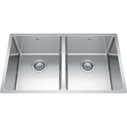 Kindred Brookmore 30.5" x 18.12" Drop-In Undermount Kitchen Sink, 2 Bowls, Stainless Steel