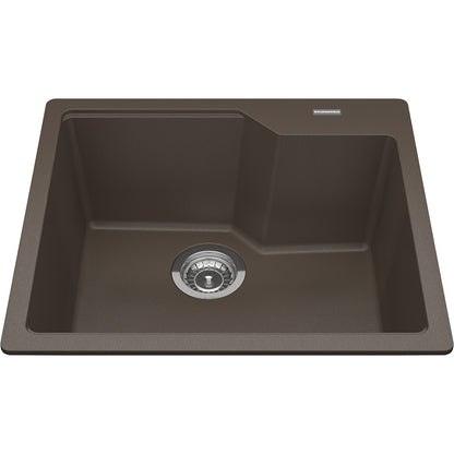 Kindred Granite 22" x 19.68" Drop-in Single Bowl Kitchen Sink Granite Storm