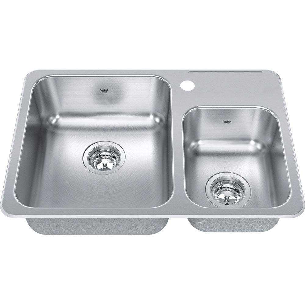 Kindred 26.5" x 18.13" 1-Hole Double Bowl Drop-in 20 Gauge Kitchen Sink Stainless Steel
