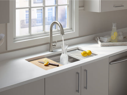 Kohler Prolific 33" X 17-3/4" X 10-15/16" Undermount Single Bowl Workstation Kitchen Sink With Accessories