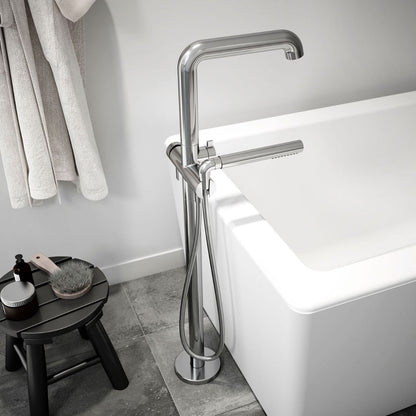 Kalia SPEC Basico 37.87" Floormount Tub Filler With Handshower Cartridge Included Without Rough-in- Chrome