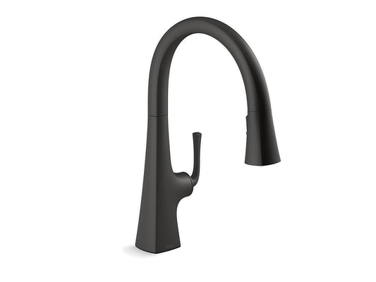 Kohler Graze Pull Down Kitchen Sink Faucet With Three Function Sprayhead - Matte Black