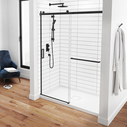 Kalia SPEC Koncept-II 60" x 77" Sliding Shower Door With Towel Bar With Clear Glass - Matte Black