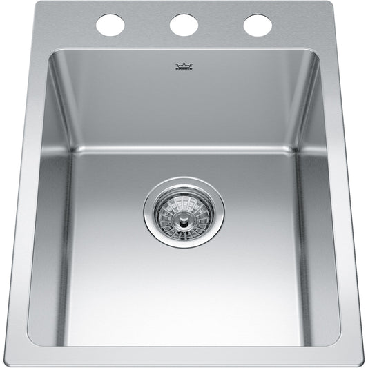 Kindred Brookmore 16" x 20.86" Drop in Single Bowl Stainless Steel Kitchen Sink
