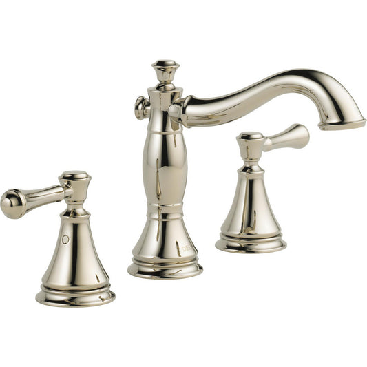 Delta Robinet de salle de bains espacé à deux poignées CASSIDY avec robinet escamotable en métal - Nickel poli