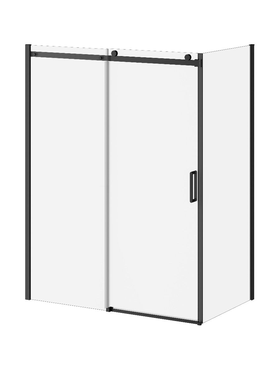 Kalia SPEC Koncept-II 60" x 77" Sliding Shower Door With 36" Return Panel and Towel Bar- Matte Black
