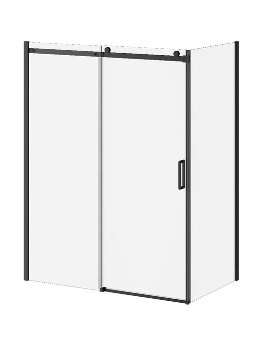 Kalia SPEC Koncept-II 60" x 77" Sliding Shower Door With 36" Return Panel and Towel Bar- Matte Black