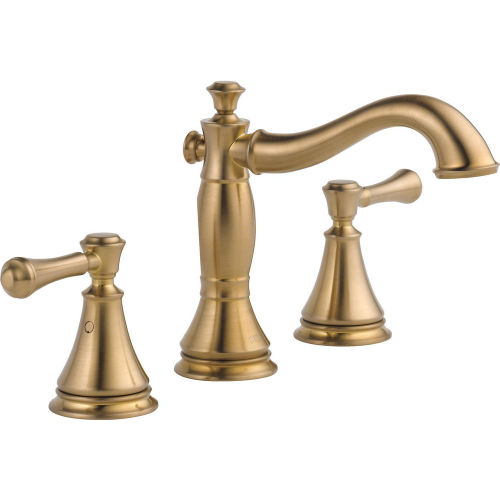 Delta CASSIDY Two Handle Widespread Bathroom Faucet With Metal Pop-Up- Champagne Bronze