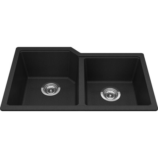 Kindred Granite 30.68" x 19.68" Undermount Double Bowl Kitchen Sink Onyx