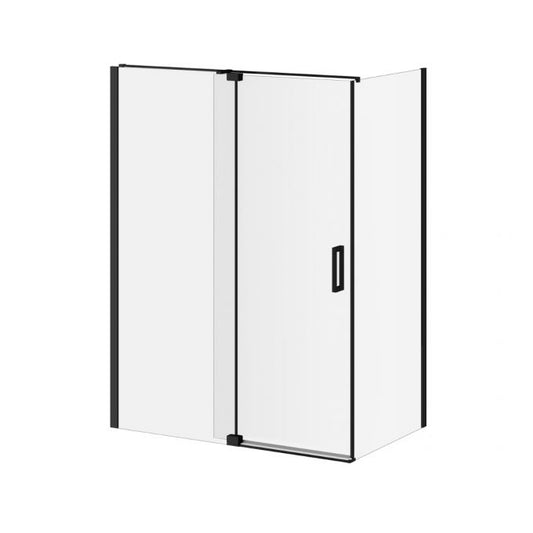 Kalia DISTINK 60" x 77" Pivot Shower Door With 36" Return Panel Clear Glass - Matte Black