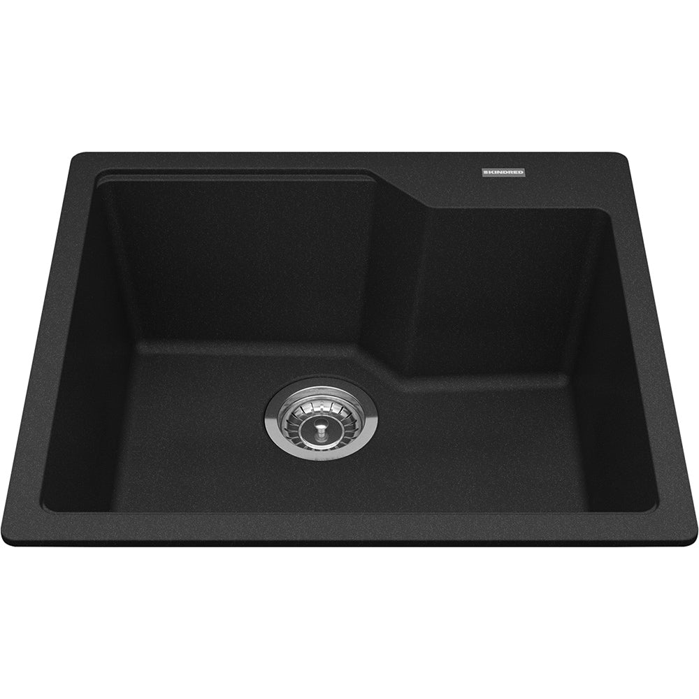 Kindred Granite 22" x 19.68" Drop-in Single Bowl Kitchen Sink Onyx