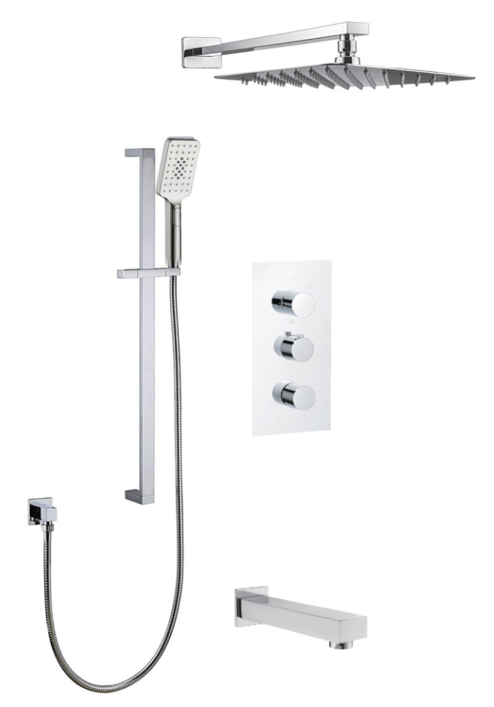Streamline Cavalli CAVKIT23 Thermostatic Shower Kit with 10" Square Shower Head and Tub Filler
