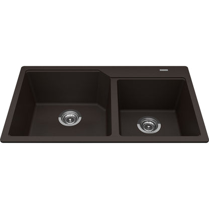 Kindred Granite 34" x 19.68" Drop-in Double Bowl Kitchen Sink Mocha