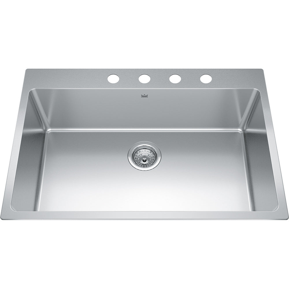 Kindred Brookmore 30.87" x 20.87" Drop in Single Bowl Stainless Steel Kitchen Sink (4 Hole Cut)