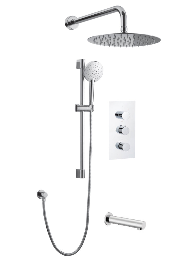 Streamline Cavalli CAVKIT21 Thermostatic Shower Kit with 10" Round Shower Head and Tub Filler