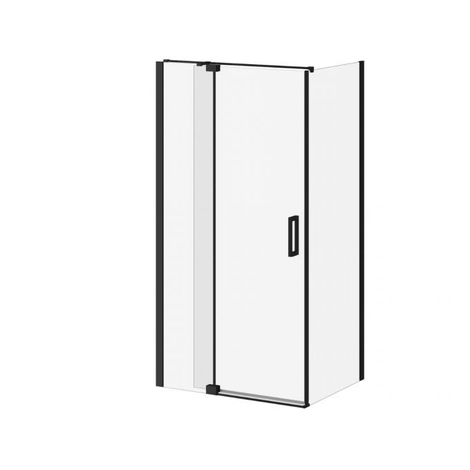 Kalia DISTINK 42" x 77" Pivot Shower Door With 32" Return Panel Clear Glass - Matte Black