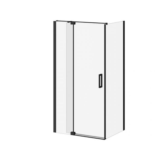 Kalia DISTINK 42" x 77" Pivot Shower Door With 32" Return Panel Clear Glass - Matte Black