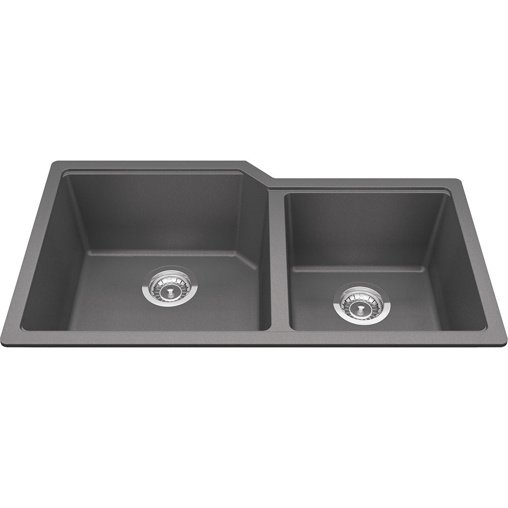 Kindred Granite 34" x 19.68" Undermount Double Bowl kitchen Sink Shadow Grey