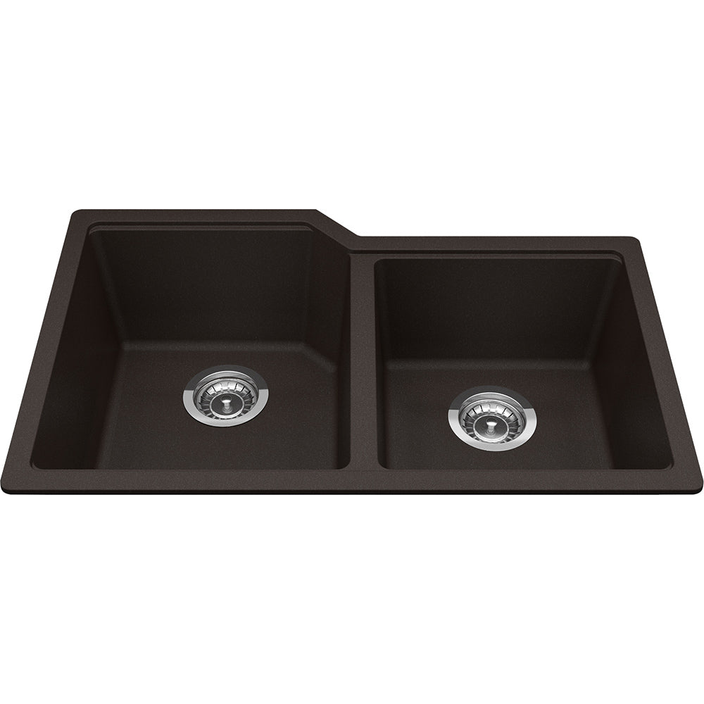 Kindred Granite 30.68" x 19.68" Undermount Double Bowl Kitchen Sink Mocha