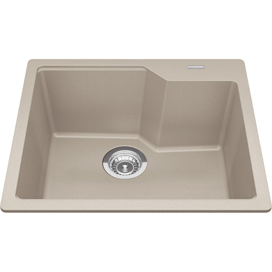 Kindred Granite Series 22" x 19.68" Drop In Single Bowl Granite Kitchen Sink in Champagne